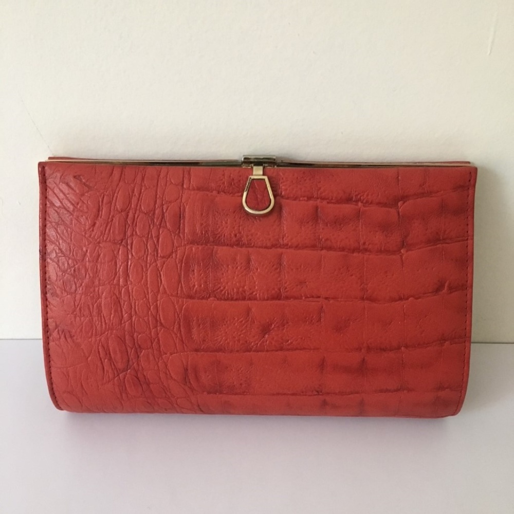 Vintage Clutch Leather Bag Red made in Japan 1970s